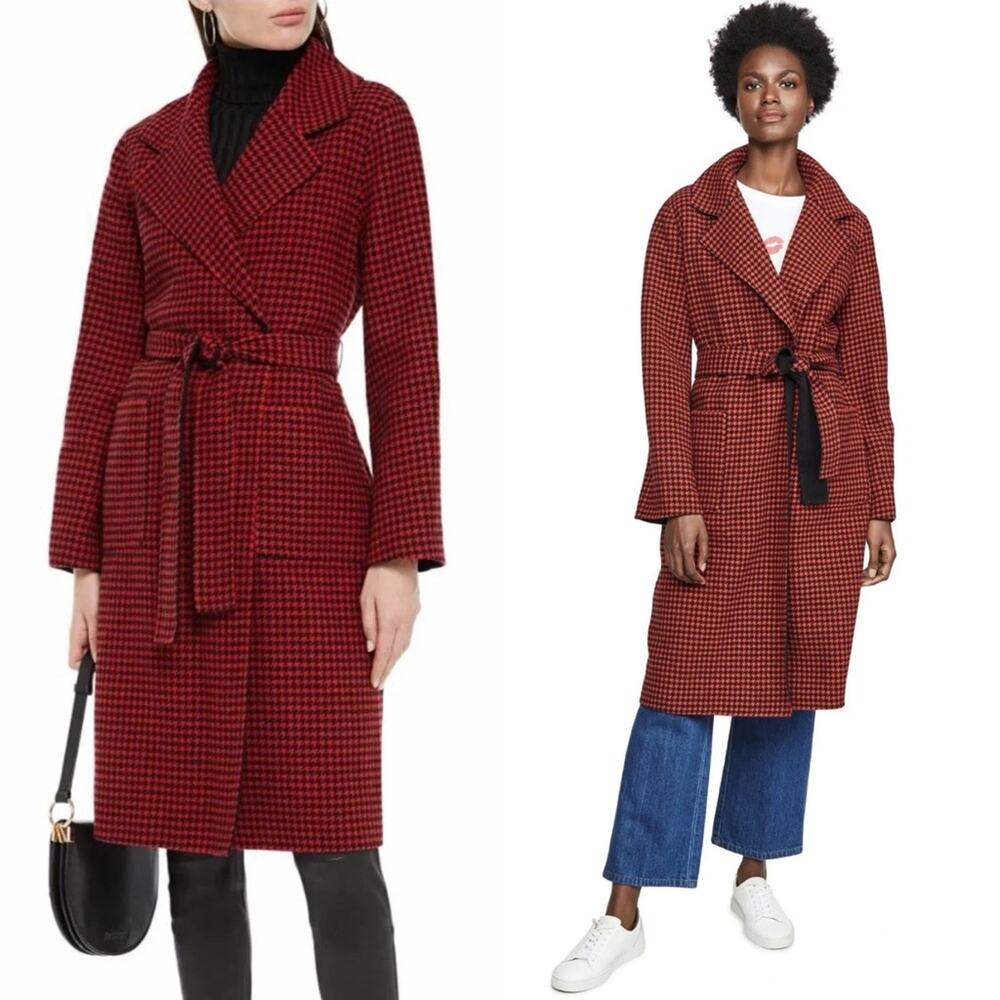 VERONICA BEARD Lyonia Houndstooth Wool Cashmere Reversible Wrap Coat